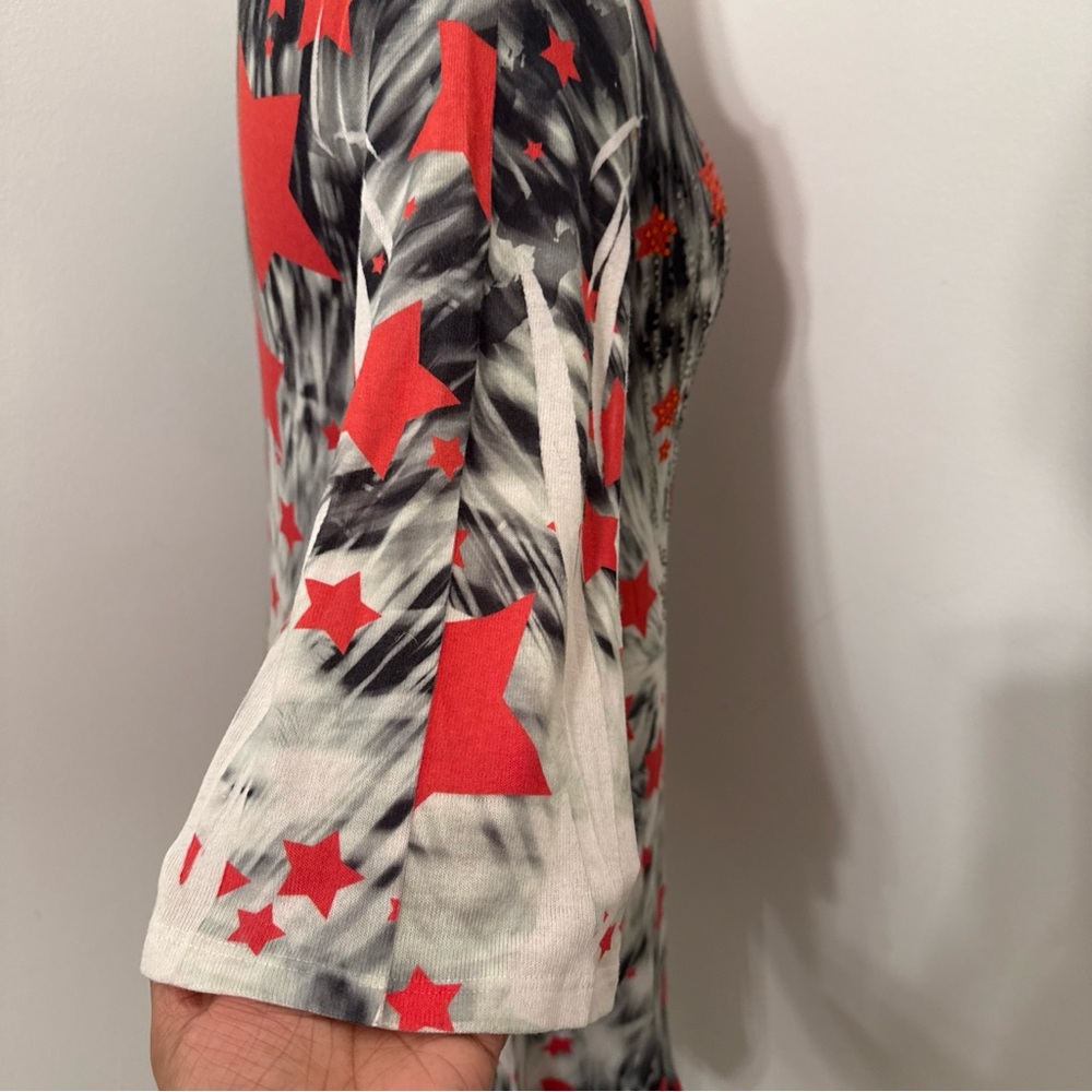 Red Star Print Tie-Dye Midi Dress - Picture 7 of 9
